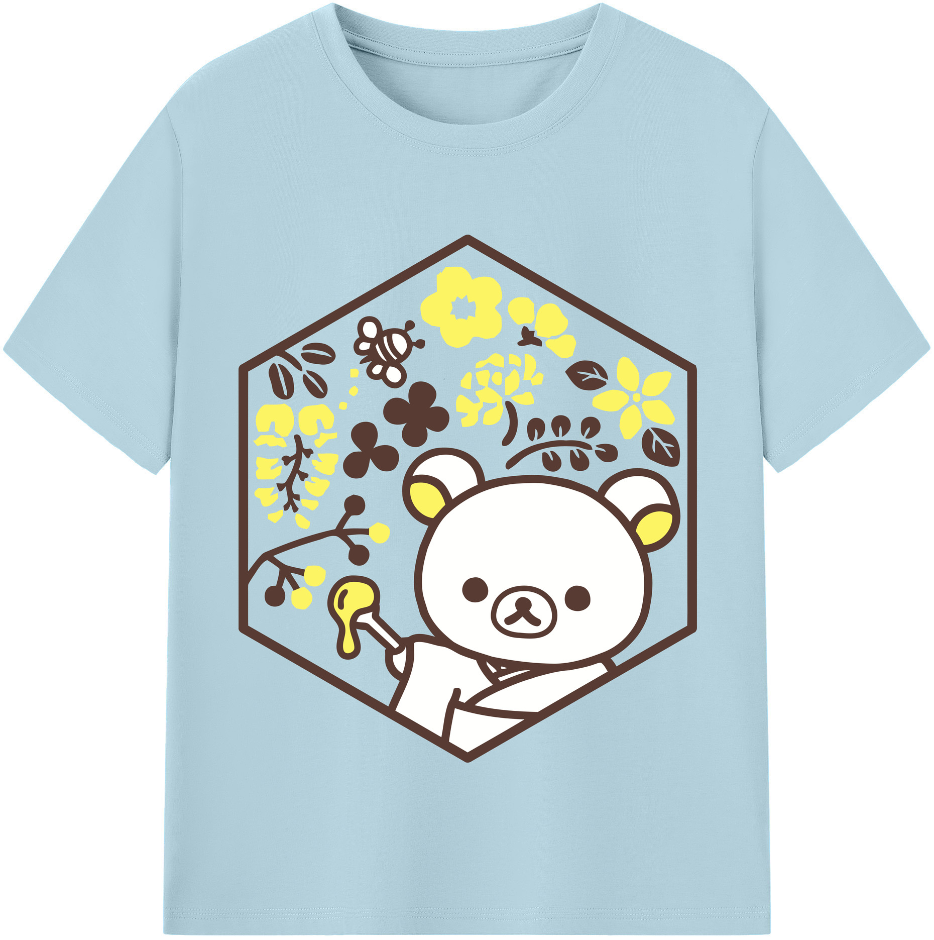 （画像用） リラックマ リラックマ キイロイトリ Rilakkuma Korilakkuma Kiiroitori 綿100％半袖Tシャツ（フロントプリント）